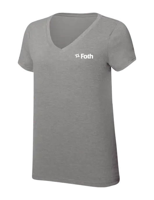 Womens Simply Soft V-Neck Grey Frost 4.5oz  Poly/Combed Ring Spun Cotton T-Shirt w/Foth Logo