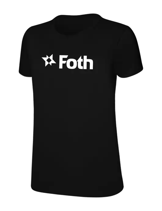 Womens Ring Spun Jet Black 4.5 oz T-Shirt w/Foth Logo