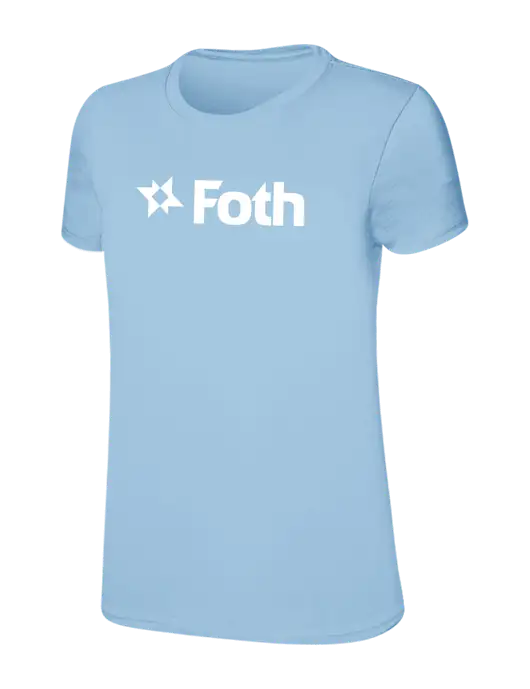 Womens Ring Spun Light Blue 4.5 oz T-Shirt w/Foth Logo