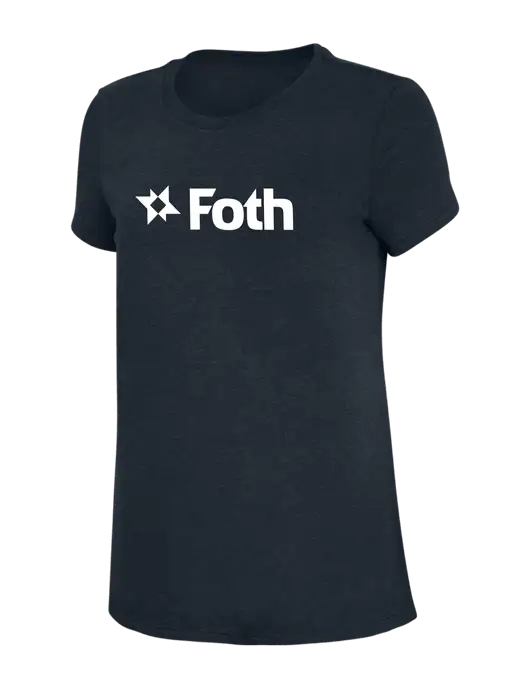 Womens Simply Soft Navy 4.5oz Poly/Combed Ring Spun Cotton T-Shirt w/Foth Logo