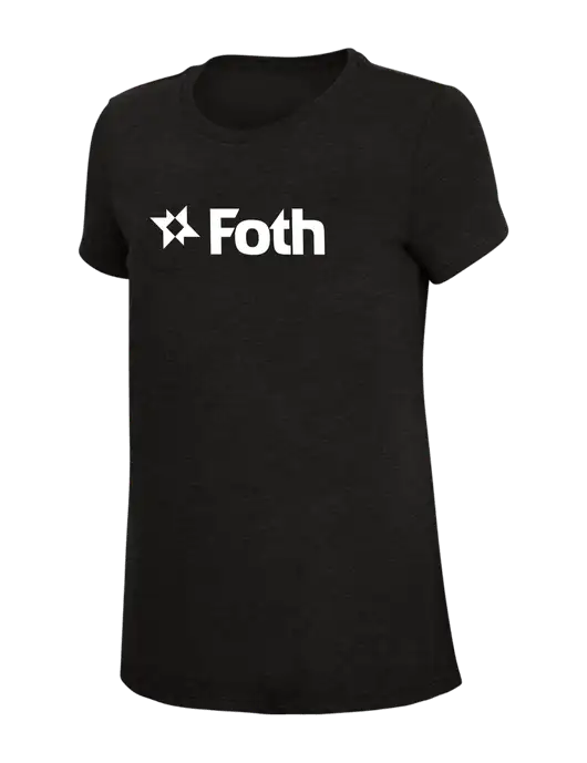 Womens Simply Soft Black 4.5oz Poly/Combed Ring Spun Cotton T-Shirt w/Foth Logo