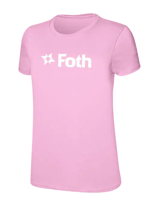 Womens Ring Spun Candy Pink 4.5 oz T-Shirt w/Foth Logo