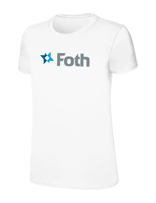 Womens Ring Spun White 4.5 oz T-Shirt w/Foth Logo