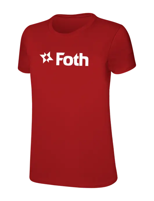 Womens Ring Spun Bright Red 4.5 oz T-Shirt w/Foth Logo