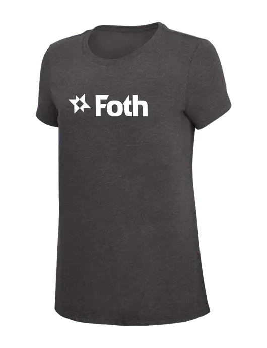 Womens Simply Soft Heather Charcoal 4.5oz  Poly/Combed Ring Spun Cotton T-Shirt w/Foth Logo