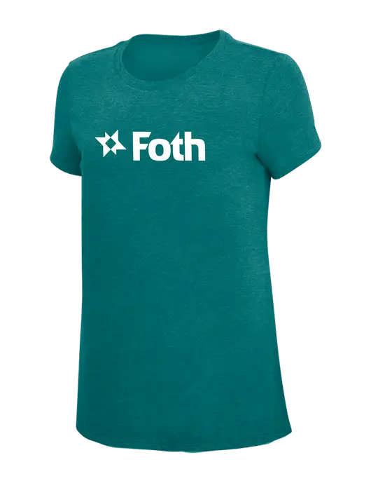 Womens Simply Soft Heathered Dark Teal 4.5oz  Poly/Combed Ring Spun Cotton T-Shirt w/Foth Logo