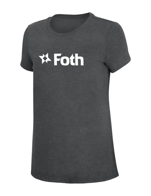 Womens Simply Soft Charcoal 4.5oz Poly/Combed Ring Spun Cotton T-Shirt w/Foth Logo