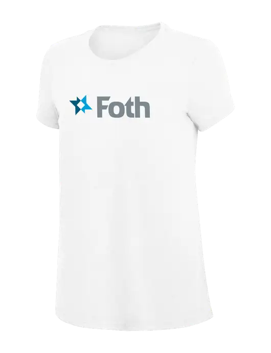 Womens Simply Soft White 4.5oz Poly/Combed Ring Spun Cotton T-Shirt
 w/Foth Logo