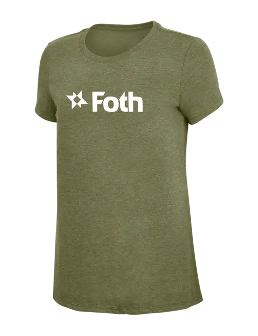 Womens Simply Soft Military Green Frost 4.5oz Poly/Combed Ring Spun Cotton T-Shirt
 w/Foth Logo