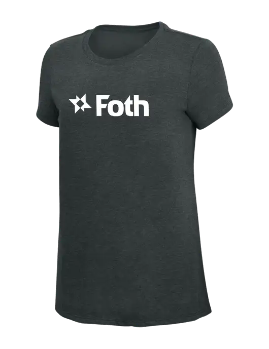 Womens Simply Soft Black Frost 4.5oz Poly/Combed Ring Spun Cotton T-Shirt w/Foth Logo