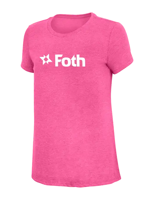 Womens Simply Soft Fuchsia Frost 4.5oz Poly/Combed Ring Spun Cotton T-Shirt w/Foth Logo
