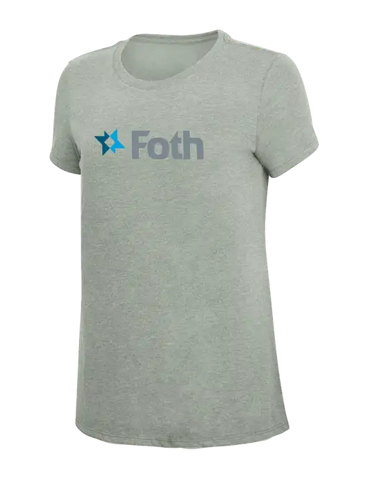 Womens Simply Soft Heathered Light Grey 4.5oz Poly/Combed Ring Spun Cotton T-Shirt w/Foth Logo