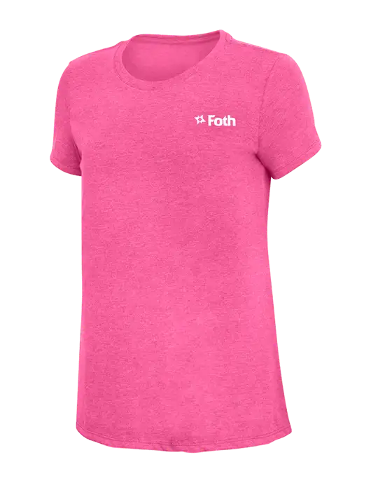 Womens Simply Soft Fuchsia Frost 4.5oz Poly/Combed Ring Spun Cotton T-Shirt w/Foth Logo