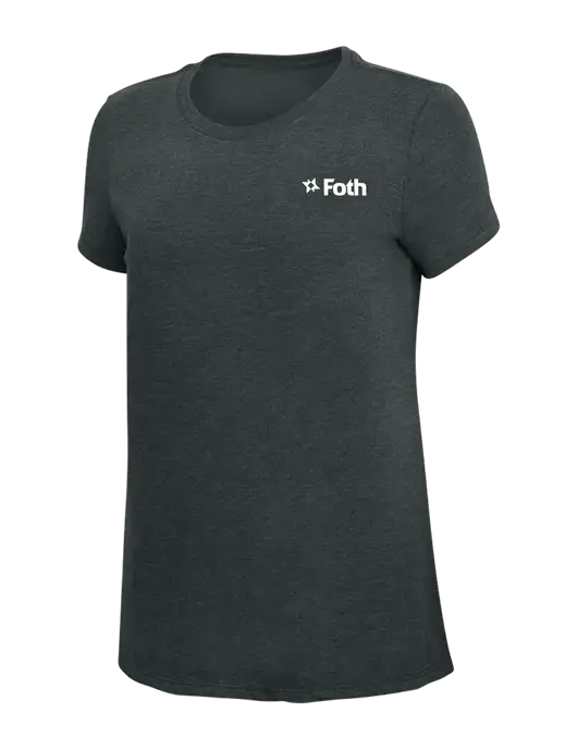 Womens Simply Soft Black Frost 4.5oz Poly/Combed Ring Spun Cotton T-Shirt w/Foth Logo
