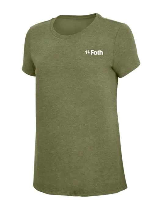 Womens Simply Soft Military Green Frost 4.5oz Poly/Combed Ring Spun Cotton T-Shirt
 w/Foth Logo