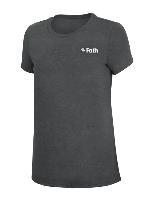 Womens Simply Soft Charcoal 4.5oz Poly/Combed Ring Spun Cotton T-Shirt w/Foth Logo