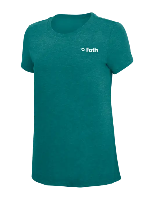 Womens Simply Soft Heathered Dark Teal 4.5oz  Poly/Combed Ring Spun Cotton T-Shirt w/Foth Logo