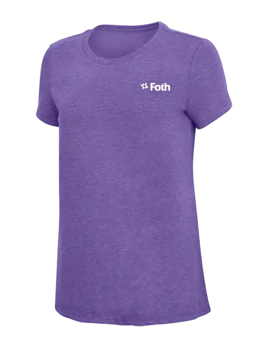 Womens Simply Soft Purple Frost 4.5oz  Poly/Combed Ring Spun Cotton T-Shirt w/Foth Logo