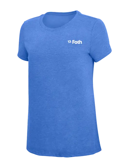 Womens Simply Soft Royal Frost 4.5oz  Poly/Combed Ring Spun Cotton T-Shirt w/Foth Logo