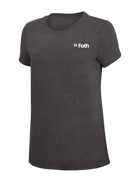 Womens Simply Soft Heather Charcoal 4.5oz  Poly/Combed Ring Spun Cotton T-Shirt w/Foth Logo