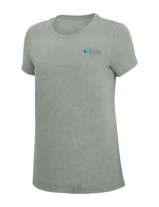 Womens Simply Soft Grey Frost 4.5oz  Poly/Combed Ring Spun Cotton T-Shirt w/Foth Logo