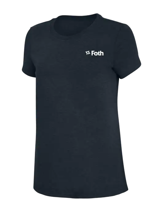 Womens Simply Soft Navy 4.5oz Poly/Combed Ring Spun Cotton T-Shirt w/Foth Logo