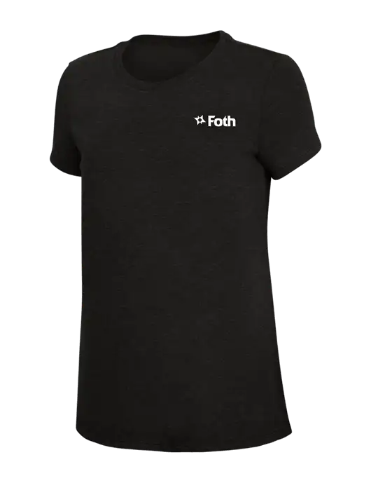 Womens Simply Soft Black 4.5oz Poly/Combed Ring Spun Cotton T-Shirt w/Foth Logo