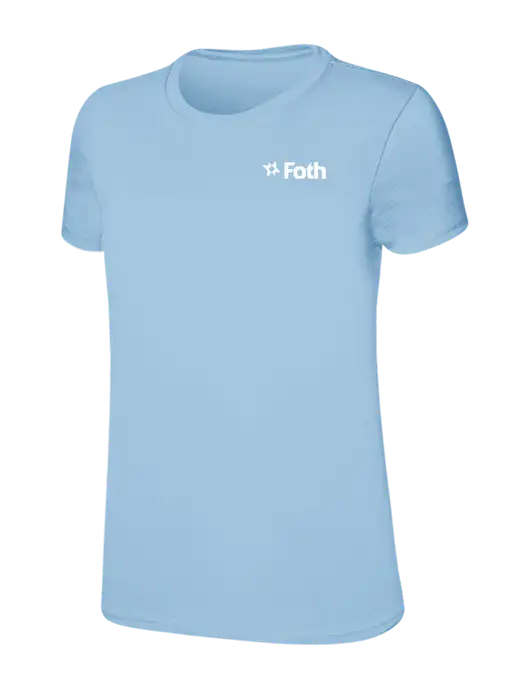Womens Ring Spun Light Blue 4.5 oz T-Shirt w/Foth Logo