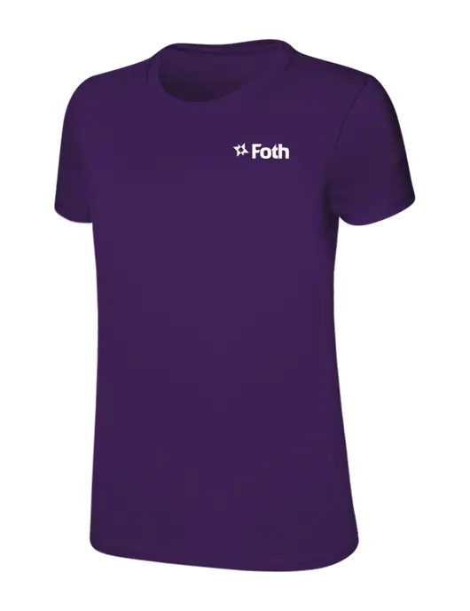 Womens Ring Spun Purple 4.5 oz T-Shirt w/Foth Logo