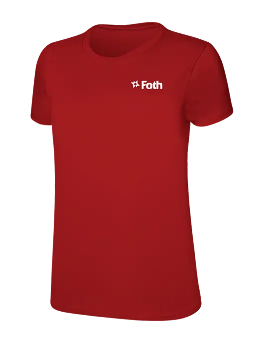 Womens Ring Spun Bright Red 4.5 oz T-Shirt w/Foth Logo