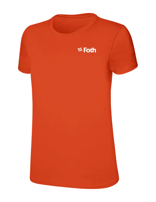 Womens Ring Spun Orange 4.5 oz T-Shirt w/Foth Logo