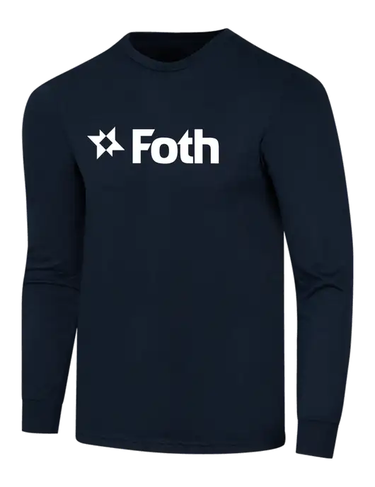 Simply Soft Long Sleeve Navy 4.5 oz, Poly/Combed Ring Spun Cotton T-Shirt w/Foth Logo