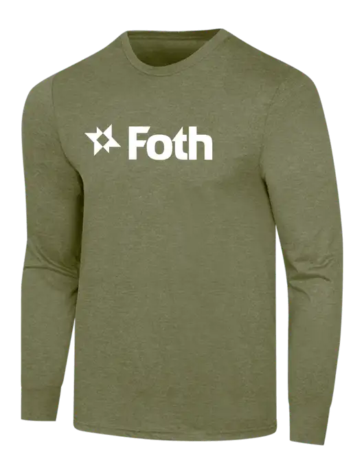 Simply Soft Long Sleeve Military Green Frost 4.5 oz, Poly/Combed Ring Spun Cotton T-Shirt w/Foth Logo