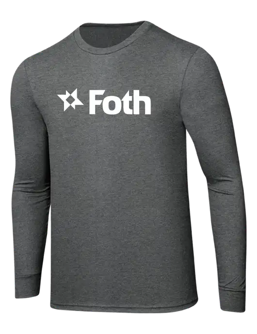 Simply Soft Long Sleeve Medium Grey Frost 4.5 oz, Poly/Combed Ring Spun Cotton T-Shirt w/Foth Logo