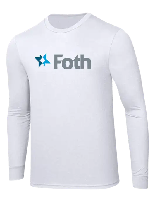 Simply Soft Long Sleeve White 4.5 oz, Poly/Combed Ring Spun Cotton T-Shirt w/Foth Logo