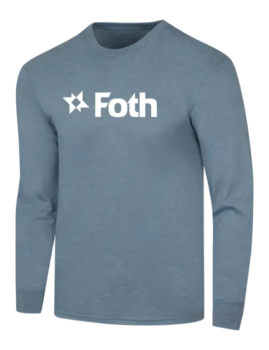 Simply Soft Long Sleeve Slate Blue Heather 4.5 oz, Poly/Combed Ring Spun Cotton T-Shirt w/Foth Logo