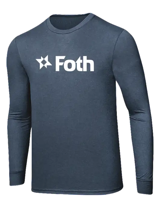 Simply Soft Long Sleeve Navy Frost 4.5 oz, Poly/Combed Ring Spun Cotton T-Shirt w/Foth Logo