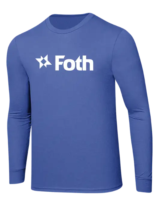 Simply Soft Long Sleeve Royal Frost 4.5 oz, Poly/Combed Ring Spun Cotton T-Shirt w/Foth Logo