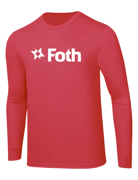 Simply Soft Long Sleeve Red Frost 4.5 oz, Poly/Combed Ring Spun Cotton T-Shirt w/Foth Logo