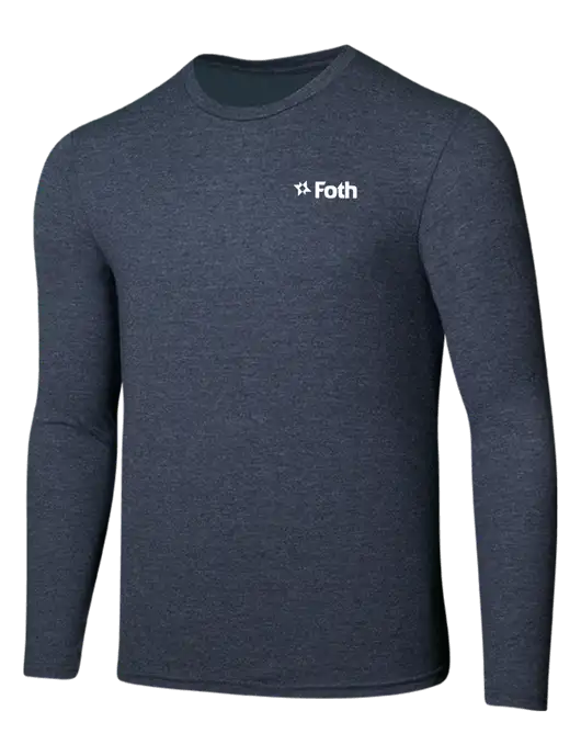 Seriously Soft Heathered Navy Long Sleeve T-Shirt w/Foth Logo