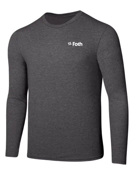 Seriously Soft Heathered Charcoal Long Sleeve T-Shirt w/Foth Logo