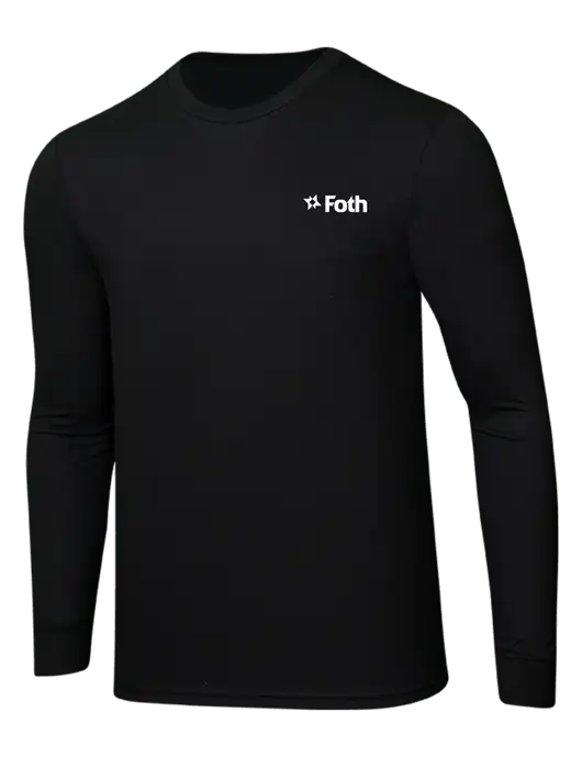 Simply Soft Long Sleeve Black 4.5 oz, Poly/Combed Ring Spun Cotton T-Shirt w/Foth Logo