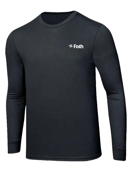 Simply Soft Long Sleeve Black Frost 4.5 oz, Poly/Combed Ring Spun Cotton T-Shirt w/Foth Logo