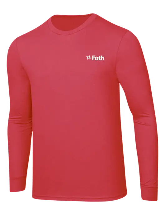 Simply Soft Long Sleeve Red Frost 4.5 oz, Poly/Combed Ring Spun Cotton T-Shirt w/Foth Logo