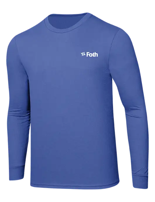 Simply Soft Long Sleeve Royal Frost 4.5 oz, Poly/Combed Ring Spun Cotton T-Shirt w/Foth Logo