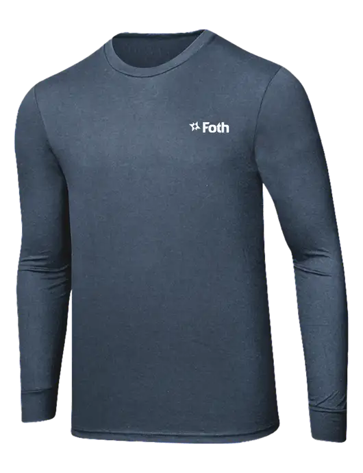 Simply Soft Long Sleeve Navy Frost 4.5 oz, Poly/Combed Ring Spun Cotton T-Shirt w/Foth Logo
