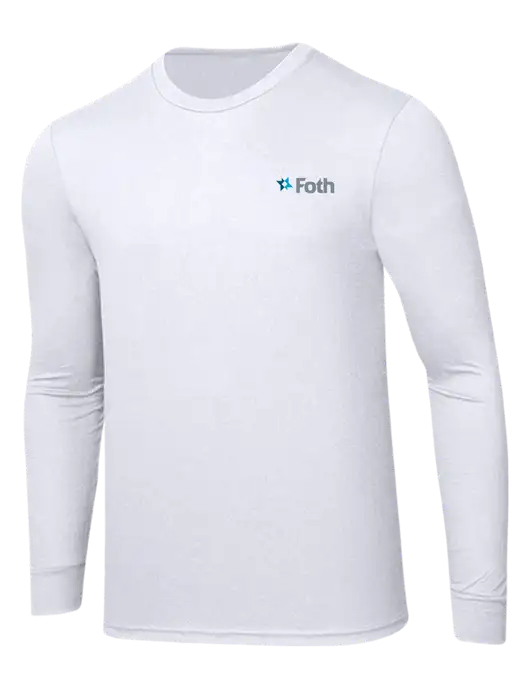 Simply Soft Long Sleeve White 4.5 oz, Poly/Combed Ring Spun Cotton T-Shirt w/Foth Logo