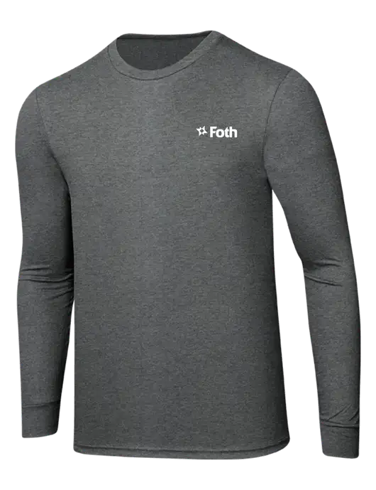 Simply Soft Long Sleeve Medium Grey Frost 4.5 oz, Poly/Combed Ring Spun Cotton T-Shirt w/Foth Logo