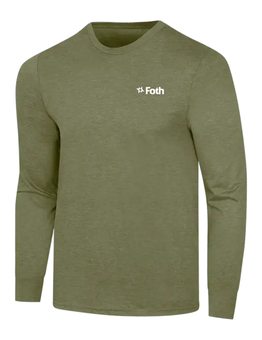 Simply Soft Long Sleeve Military Green Frost 4.5 oz, Poly/Combed Ring Spun Cotton T-Shirt w/Foth Logo