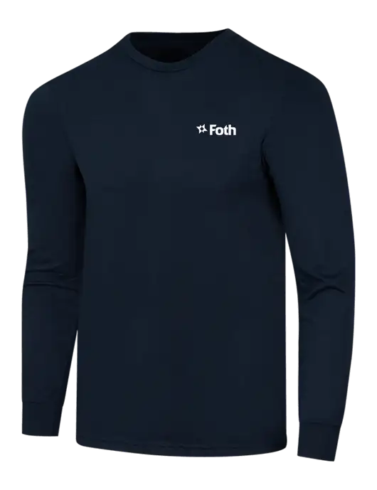 Simply Soft Long Sleeve Navy 4.5 oz, Poly/Combed Ring Spun Cotton T-Shirt w/Foth Logo